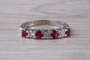 Ruby and Diamond 7 Stone 18ct White Gold Ring