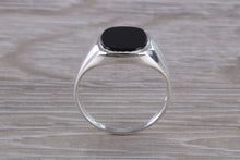 Load image into Gallery viewer, Natural Black Onyx set White Gold Signet Ring