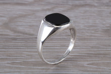 Load image into Gallery viewer, Natural Black Onyx set White Gold Signet Ring