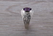 Load image into Gallery viewer, Natural Oval cut Amethyst set Silver Ring