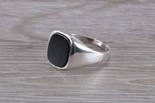 Load image into Gallery viewer, Natural Black Onyx set White Gold Signet Ring