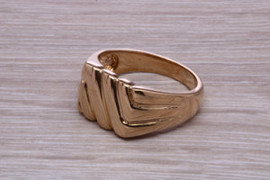 Large Patterned Yellow Gold Signet Ring