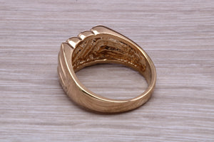 Large Patterned Yellow Gold Signet Ring