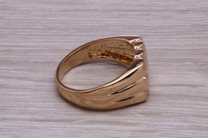 Large Patterned Yellow Gold Signet Ring