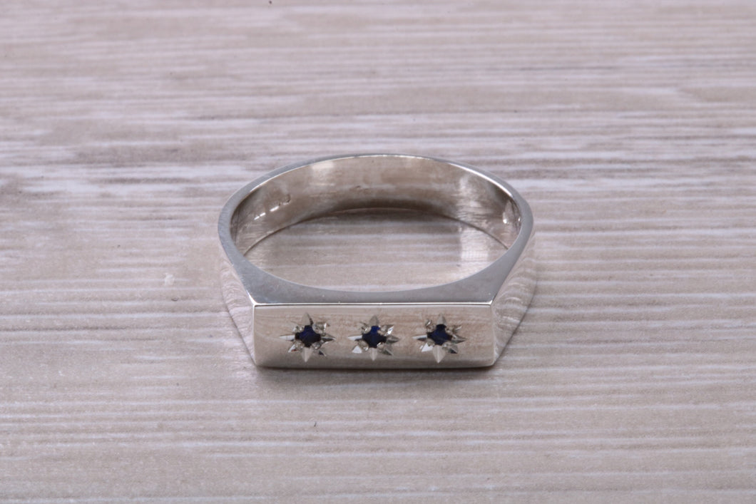 Sapphire set Unisex Signet Ring