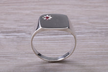 Load image into Gallery viewer, Ruby set Sterling Silver Signet Ring