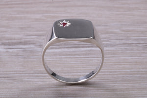 Ruby set Sterling Silver Signet Ring