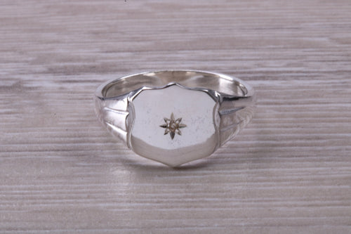 Natural Diamond set Signet Ring