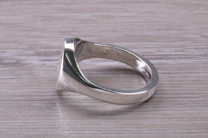 Chunky Oval Faced Diamond set Signet Ring in Silver