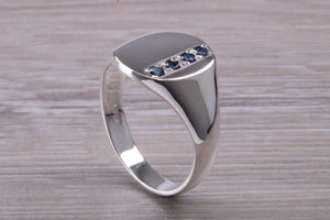 Blue Sapphire set Signet Ring