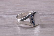 Load image into Gallery viewer, Blue Sapphire set Signet Ring