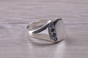 Blue Sapphire set Signet Ring