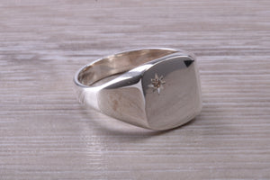 Chunky Round cut Diamond set Signet Ring