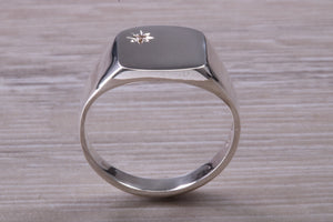 Chunky Round cut Diamond set Signet Ring