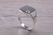 Load image into Gallery viewer, Ruby set Sterling Silver Signet Ring