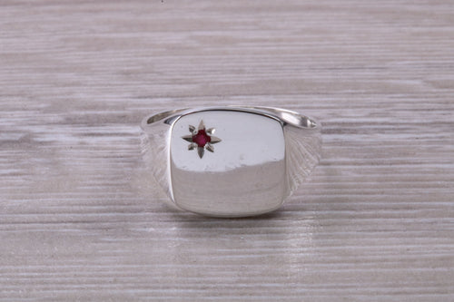 Ruby set Sterling Silver Signet Ring