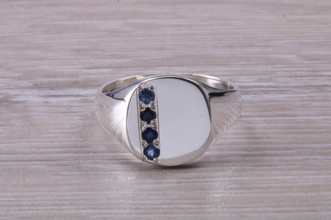 Blue Sapphire set Signet Ring