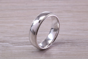 Gents 6 mm Wide Patterned White Gold Band