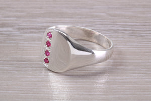 Four Natural Rubies set Signet Ring