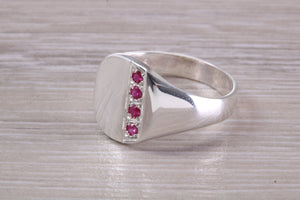 Four Natural Rubies set Signet Ring