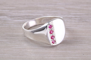 Four Natural Rubies set Signet Ring