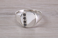 Load image into Gallery viewer, Four Natural Black Diamonds set Signet Ring