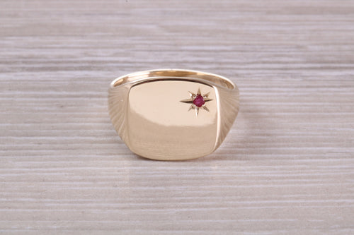 Ruby set Signet Ring, Available in Your Choice of Precious Metals, Free Engraving