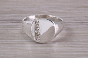 Four Natural Diamonds set Signet Ring