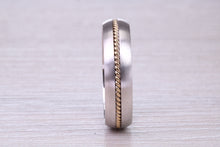 Load image into Gallery viewer, 6 mm Wide 18ct White and Yellow Gold Wedding Band