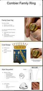 Ladies Family Coat Of Arms Rings Made From 18ct Yellow Gold