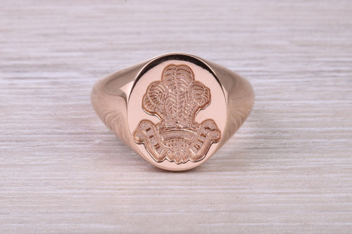 Very Large and Very Chunky Solid Gold Prince of Wales Feathers Signet Ring