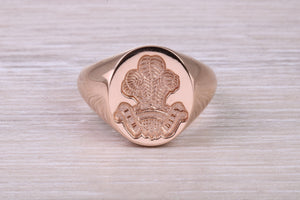 Very Large and Very Chunky Solid Gold Prince of Wales Feathers Signet Ring