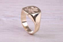 Load image into Gallery viewer, Chunky Prince of Wales Feathers Signet Ring in Solid Yellow Gold