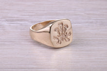 Load image into Gallery viewer, Chunky Prince of Wales Feathers Signet Ring in Solid Yellow Gold