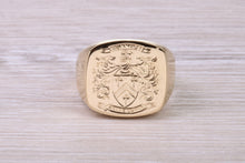 Load image into Gallery viewer, Heavy and Chunky Family Crest Signet Ring Made From Solid Yellow Gold