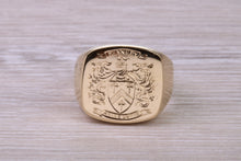 Load image into Gallery viewer, Heavy and Chunky Family Crest Signet Ring Made From Solid Yellow Gold