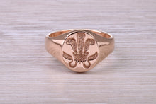 Load image into Gallery viewer, Chunky 18ct Rose Gold Prince of Wales Feathers Signet Ring