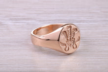 Load image into Gallery viewer, Chunky 18ct Rose Gold Prince of Wales Feathers Signet Ring