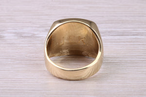 Heavy and Chunky Family Crest Signet Ring Made From Solid Yellow Gold