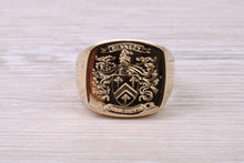 Load image into Gallery viewer, Heavy and Chunky Family Crest Signet Ring Made From Solid Yellow Gold