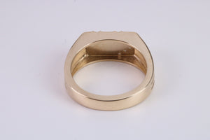 Chunky Diamond set Solid Yellow Gold Signet Ring