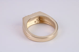 Chunky Diamond set Solid Yellow Gold Signet Ring