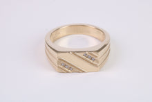 Load image into Gallery viewer, Chunky Diamond set Solid Yellow Gold Signet Ring