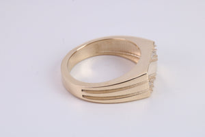 Chunky Diamond set Solid Yellow Gold Signet Ring