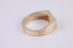 Chunky Diamond set Solid Yellow Gold Signet Ring