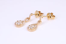 Load image into Gallery viewer, 20 MM Long Very Dressy Diamond set 18ct Yellow Gold Dropper Earrings