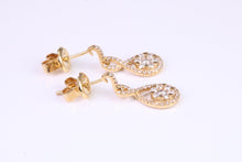 Load image into Gallery viewer, 20 MM Long Very Dressy Diamond set 18ct Yellow Gold Dropper Earrings