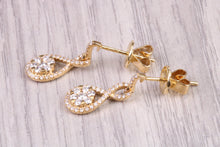 Load image into Gallery viewer, 20 MM Long Very Dressy Diamond set 18ct Yellow Gold Dropper Earrings