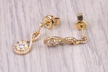 Load image into Gallery viewer, 20 MM Long Very Dressy Diamond set 18ct Yellow Gold Dropper Earrings