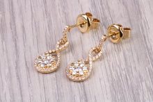 Load image into Gallery viewer, 20 MM Long Very Dressy Diamond set 18ct Yellow Gold Dropper Earrings